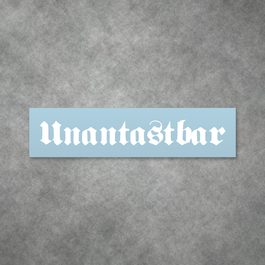 Unantastbar Seitenscheibenaufkleber Weiß auf blauer Trägerfolie